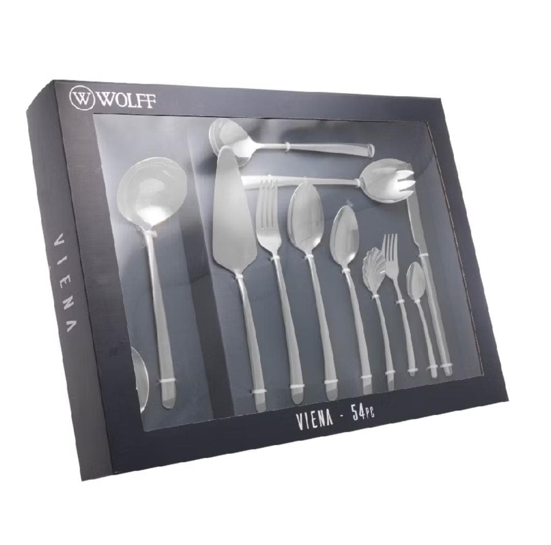 Faqueiro 54 peças de aço inox prateado com Gift Box Viena Wolff