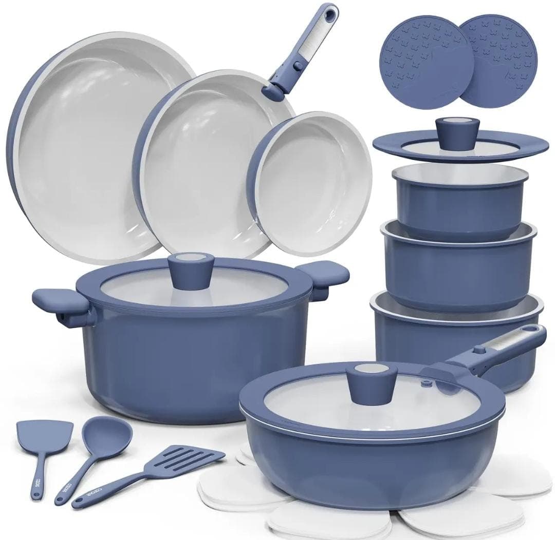 Conjunto de utensílios de cozinha CAROTE Ceramic Non Stick 25 unidades Induction Navy
