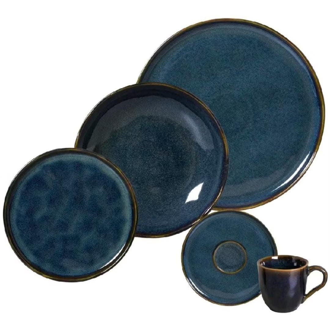 Jogo de Jantar 30 peças Cerâmica Stoneware Bio Oceano Porto Brasil