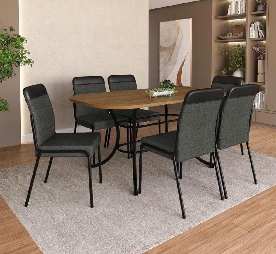 Conjunto de Sala de Jantar 6 Cadeiras Montreal Carraro Freijó Preto