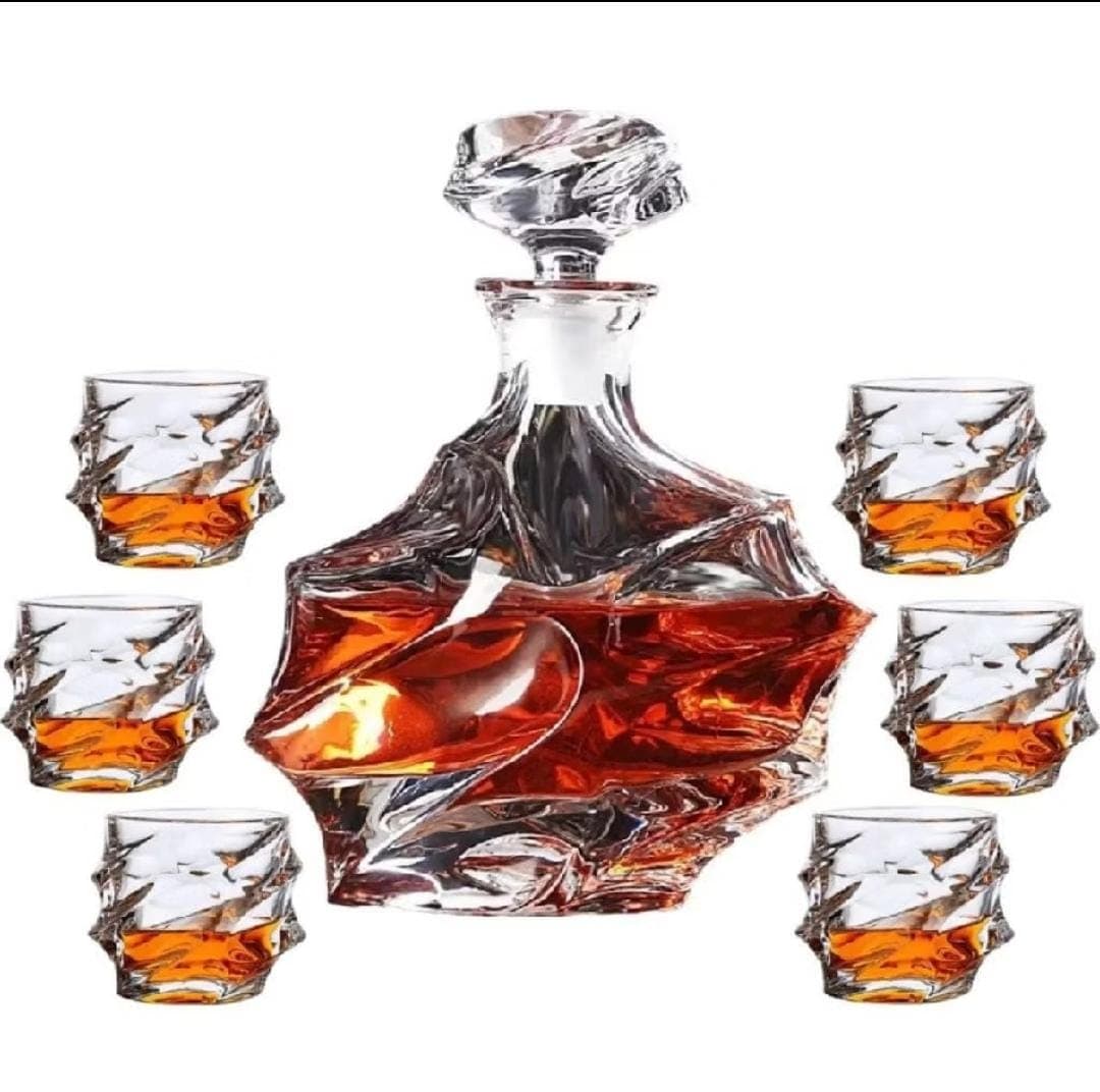 Decanter Licoreira Garrafa Whisky Bourbon Vinho Luxo 7 Peças